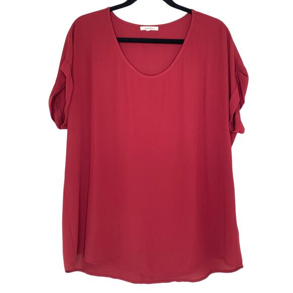 Pleione Burgundy Chiffon Sheer Lightweight Blouse Large - Picture 1 of 10